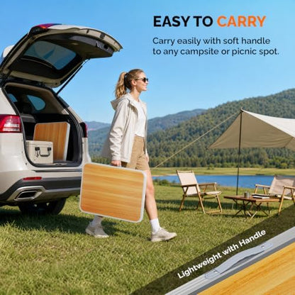VINGLI 2.3FT Small Camping Table，Portable Camping Table with Carrying Handle, Picnic Table Foldable Table Essentials for Indoor Outdoor