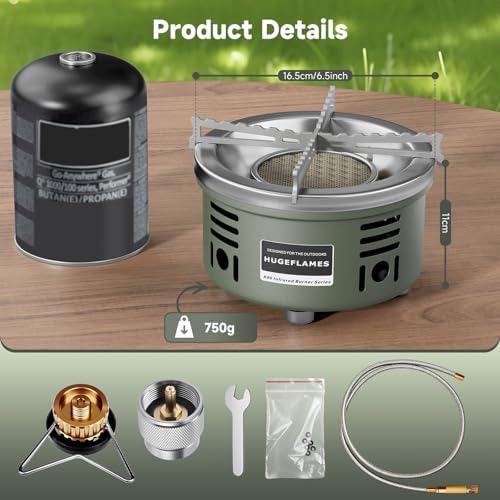Portable Camping Stove Small Propane Butane Stove Windproof Cooking Burner Gas Stoves with Carrying Case (Infrared Stove)