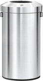 EKO 32-Gallon Round Stainless Steel Open Top Trash Can, Large Commercial Waste Bin with Detachable Lid and Carrying Handle, Brushed Metal Garbage Bin for Home, Office, Restaurant, Restroom