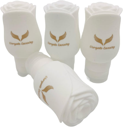 Vorgato Luxury- Silicone Travel Bottles for Toiletries - 3oz Silicone - TSA Approved - Refillable Travel Bottles 4pcs (White)