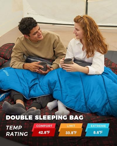 KingCamp Double Sleeping Bag for Adults, Queen Size 2 Person Sleeping Bag