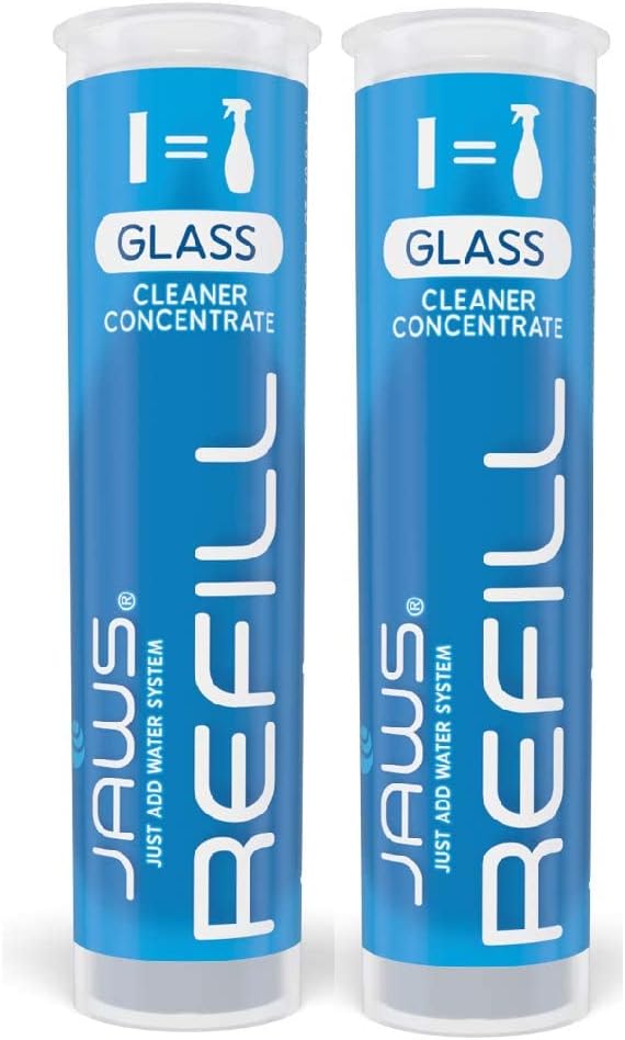 JAWS Glass Cleaner Bottle with 2 Refill Pods. Refillable Cleaning Supplies