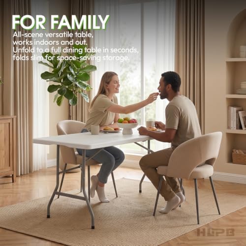 HLPB Folding Table 6 ft, Foldable Camping Table with Handle & Safety Locks