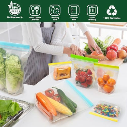 SPLF 12 Pack Reusable 2 Gallon Freezer Bags Dishwasher Safe