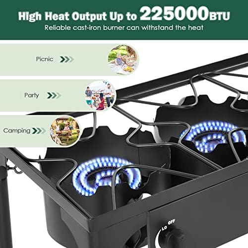 Goplus Outdoor Camping Stove, 3 Burner Propane Gas Cooker