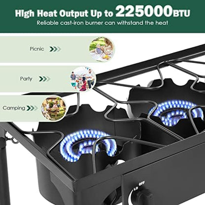 Goplus Outdoor Camping Stove, 3 Burner Propane Gas Cooker