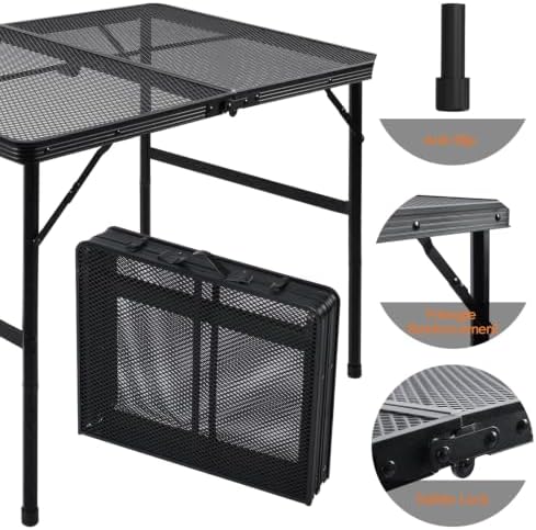 WildFinder Folding Grill Table, 3x2 FT Portable Camping Table, Foldable