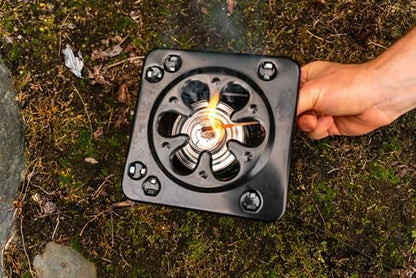 Coghlan's Portable Folding Camp Stove – Compact, Lightweight Steel Cooking Stove for Camping, Backpacking, Hiking, or Emergency Use – Uses Canned Heat or Fuel Tablets, Black