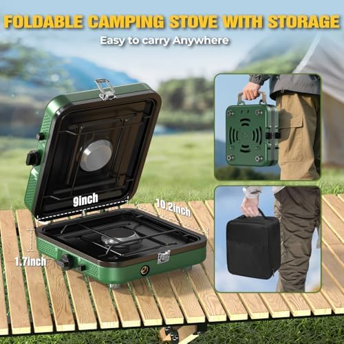 2 Burner Camping Stove,Portable Propane Camp Stove,Folding Gas Stove