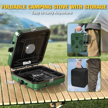 2 Burner Camping Stove,Portable Propane Camp Stove,Folding Gas Stove