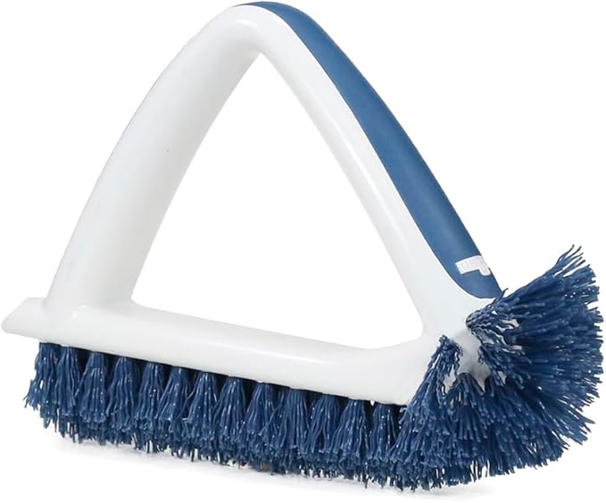 Unger 2-in-1 Grout and Corner Scrubber Brush Tool, Crevice Bathroom Cleaning Supplies for Showers, Door Tracks, Tile, and Bathtubs, Household 360-Degree Scrubbing Power