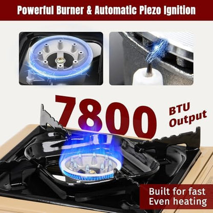 SHINESTAR 7800 BTUs Portable Butane or Propane Camping Stove, Wind Guard