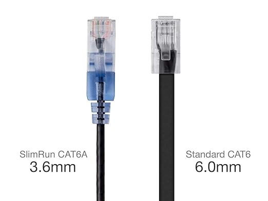 Monoprice Cat6A Ethernet Patch Cable - Snagless RJ45, 550Mhz, 10G, UTP, Pure Bare Copper Wire, 30AWG, 5-Pack, 3 Feet, Black - SlimRun Series