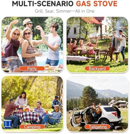 2-Burner Propane Camp Stove, High Pressure Outdoor Gas Burner