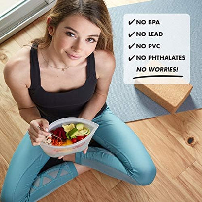Zip Top Reusable Food Storage Bags | Medium Cup [Teal] | Silicone Meal Prep Container | Microwave, Dishwasher and Freezer Safe | Made in the USA