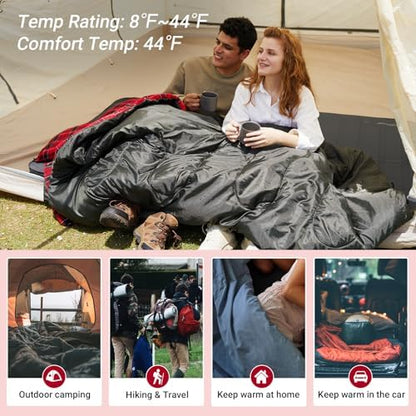 KingCamp Double Sleeping Bag for Adults, Queen Size 2 Person Sleeping Bag