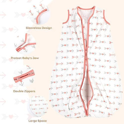 Yoofoss Baby Sleep Sack 6-12 Month 0.5TOG 100% Organic Cotton 2-Way Zipper