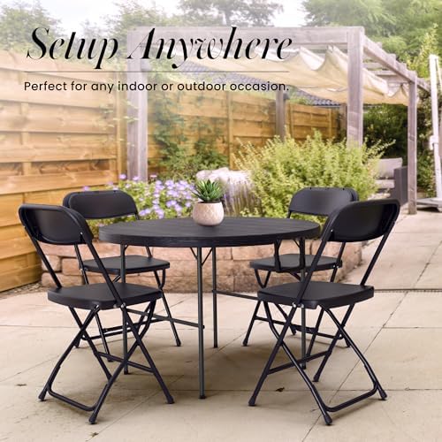 2 PACK of 3.5 Feet Circular Round Foldable Table with Built in Handle & Steel Legs | Heavy Duty Portable | Perfect for Party, Dining, Wedding, Events, Picnic Indoor, Outdoor, Camping, Utility