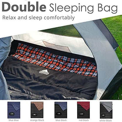 Cotton Flannel Double Sleeping Bag, 2 Person Camping Sleeping Bag