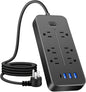 Socket Strips, Compact Design, Black, Surge Protector Outlet, MUL-ti Socket Plug, Easy Installation, for Home Bedroom Kitchen Living Room Dorm Refrigerator