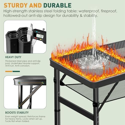 DeeprBetter Folding Camping Table, 3ft Camping Table Aluminum Folding Table