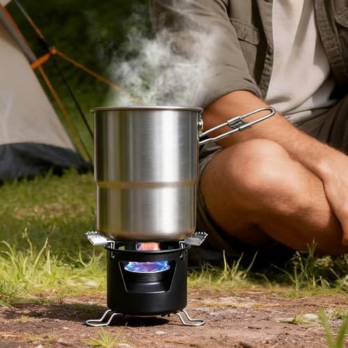 REDCAMP 2 In 1 Mini Alcohol Stove Camping for Backpacking, Matte Black