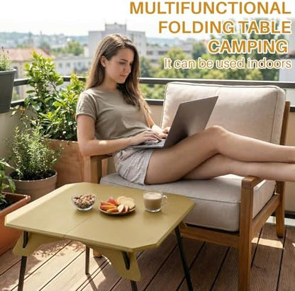 TOPCHANCES Folding Camping Table, Ultralight Aluminum Portable Table with Adjustable Height, 2-in-1 Carry Bag for Outdoor Picnic, Travel, Beach, BBQ & Festival(Khaki)