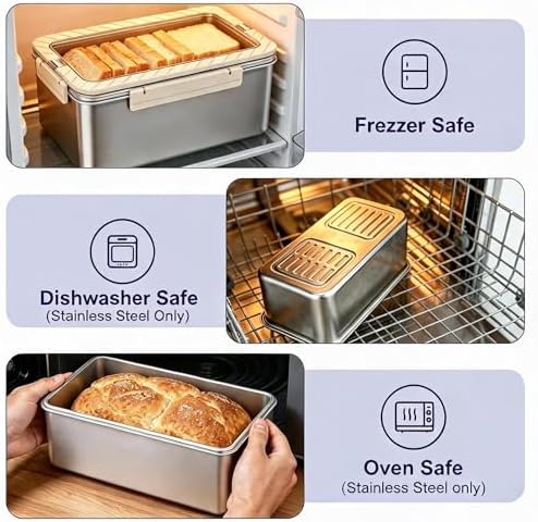 QCQHDU Bread Box, Stainless Steel Corner Bread Box Container, 1 Pack