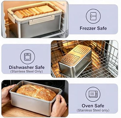 QCQHDU Bread Box, Stainless Steel Corner Bread Box Container, 1 Pack