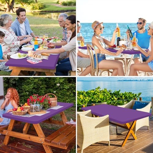 homing Rectangle Table Cloth Cover 4 Foot Purple Elastic Fitted Tablecloth