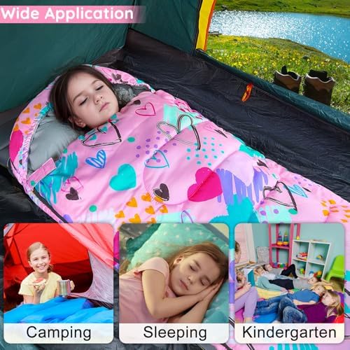FIOBEE Kids Sleeping Bag 3 Season Camping Sleeping Bags for Girls Toddler