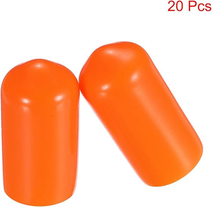uxcell 20pcs Rubber End Caps 8mm(5/16") ID Vinyl PVC Round Tube Bolt Cap Cover Screw Thread Protectors,Orange