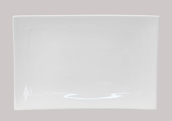 Bone China Square Shape, Elegance White Rectangular Platter 9" x 5", Set of 2 Pieces