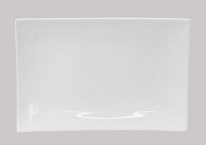 Bone China Square Shape, Elegance White Rectangular Platter 9" x 5", Set of 2 Pieces