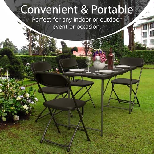 10 PACK of 4 Feet Foldable Table Adjustable Height with Built in Handle, Steel Legs | 4FT Heavy Duty Portable | Perfect for Party Dining Wedding Events Picnic Indoor Outdoor Camping Folding - 4 Foot