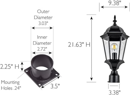 Oak Creek Outdoor Light and Pier Base Bundle – Traditional Clear Glass – for Driveways, Yards, Patios and Porches, Textured Black – Design House, 589861