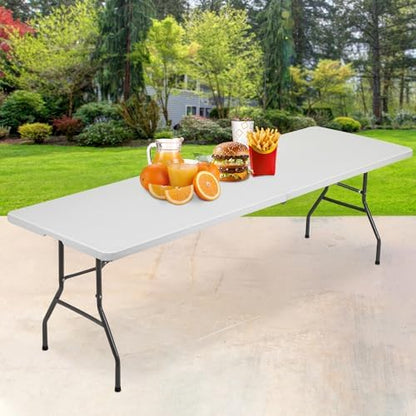 BestOffice | 8FT Folding Table | White | Portable Plastic Table