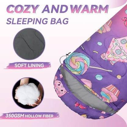 Kids Sleeping Bag for Camping, Lightweight 3 Season Cold Weather Warm Bag