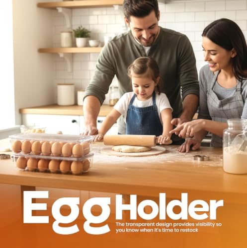 Utopia Home Egg Holder for Fridge, Stackable Egg Container, 1 Pack, Clear