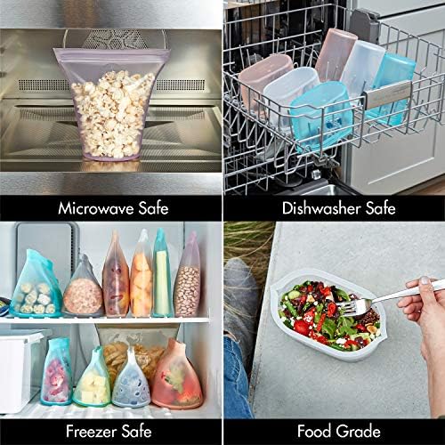 Zip Top Reusable Food Storage Bags | Sandwich Bag [Frost] | Silicone Meal Prep Container | Microwave, Dishwasher and Freezer Safe | Made in the USA