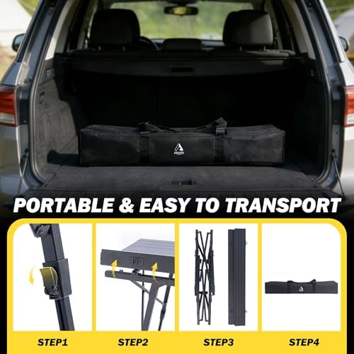 Folding Camping Table, Portable Aluminum Adjustable Height