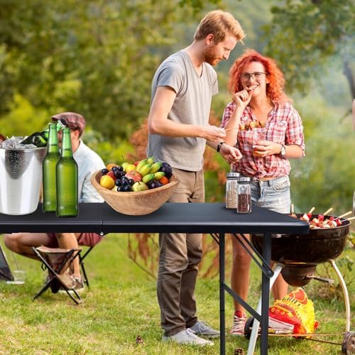 Gocamptoo Folding Table,4ft Indoor Outdoor Heavy Duty Portable Folding Square Plastic Dining Table w/Handle (Balck)
