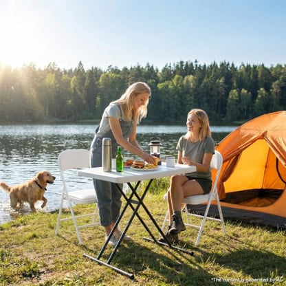 30in Folding Table Adjustable Height Heavy Duty Plastic Folding Tables with Carry Handles,Fold Portable Tables with Steel Legs for Party,Wedding,Camping,Picnic,Indoor Outdoor Events,White