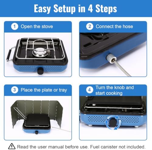 Uniflasy Propane Camping Stove with Carry Bag and Cookware Set