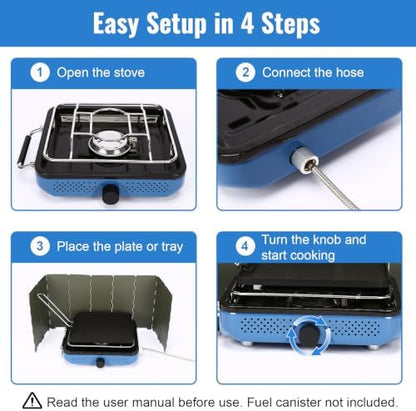 Uniflasy Propane Camping Stove with Carry Bag and Cookware Set