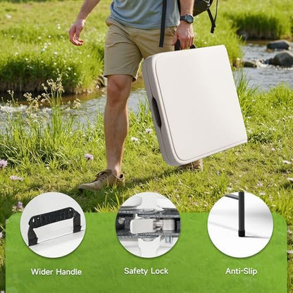 4FT Folding Table, 3 Adjustable Height & Heavy Duty, Double-Layer HDPE with Steel Legs, Foldable Table for Camping, Parties, Picnics, White, 10 Pack