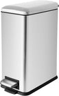 Bathroom Trash Can, 10 Liter / 2.6 Gallon Stainless Steel Garbage Can with Removable Inner Bucket, Soft Close Lid Step Trash Bin for Bedroom, Office, Kitchen, Brushed Silver