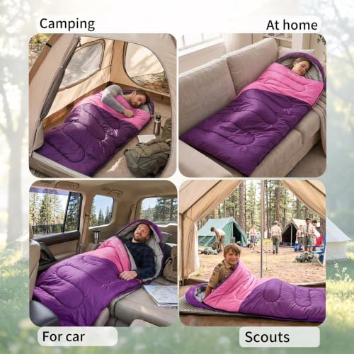 Lightweight Sleeping Bags for Adults & Kids, Backpacking & Scouts, Compact