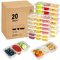 MACTANO 8 OZ Reusable Snack Containers with Lids, New 3 Compartment Condiment Snack Pack Containers 20 Sets