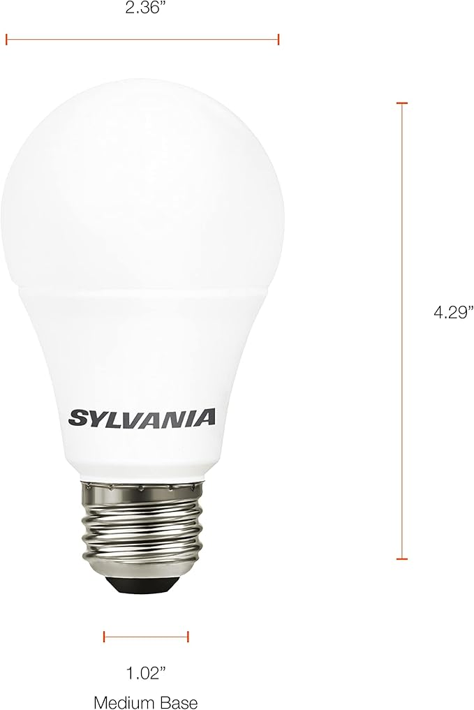 LEDVANCE Sylvania LED Light Bulb, 60W Equivalent A19, Efficient 8.5W, Medium Base, Frosted Finish, 800 Lumens, Bright White - 4 Pack (79704)